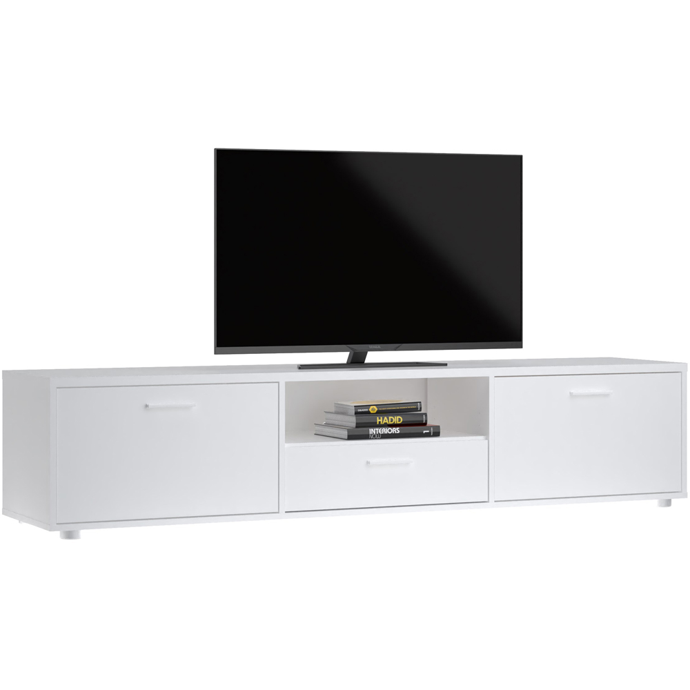 Furniture To Go Media 2 Door Single Drawer White Wide TV Unit Image 7