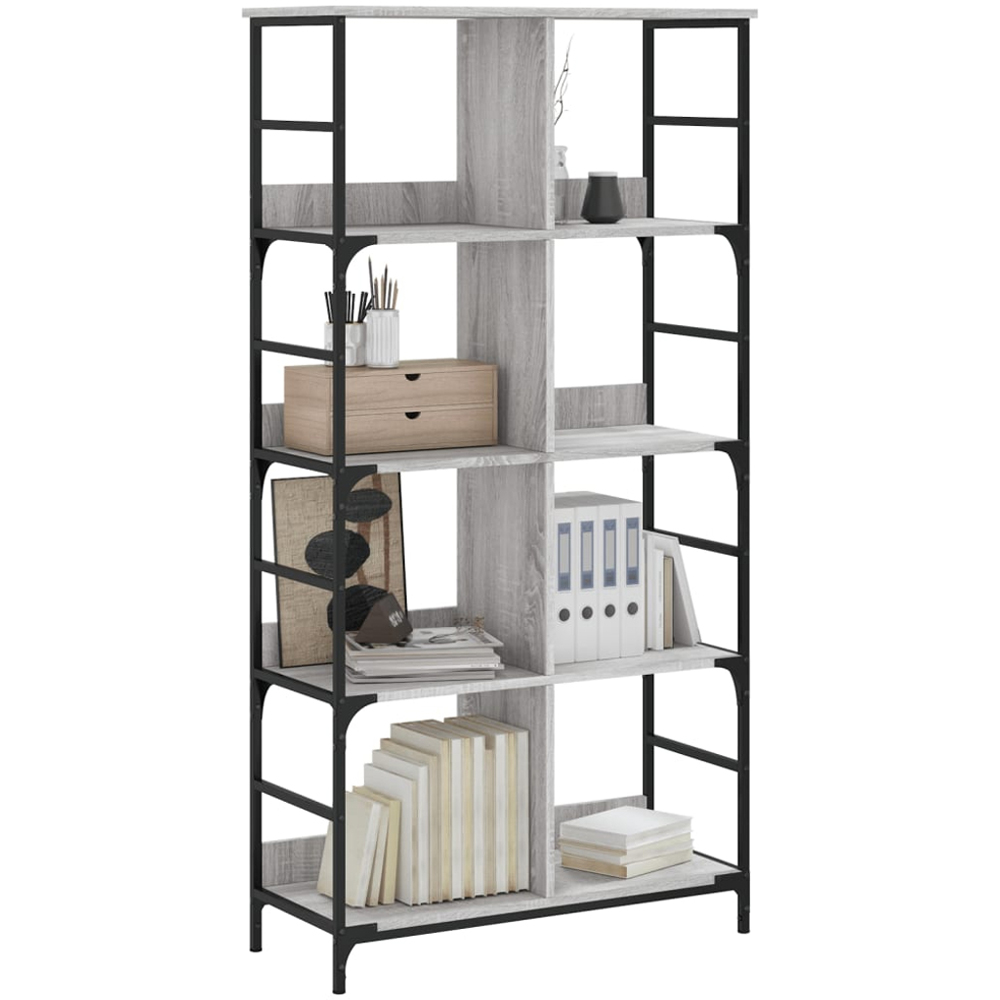 vidaXL 8 Open Shelf Grey Sonoma Bookshelf Image 3