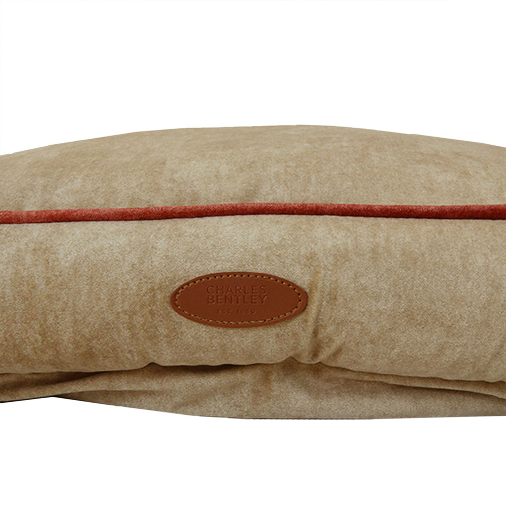 Charles Bentley Extra Small Taupe Pet Bed with Pink Trim Image 4