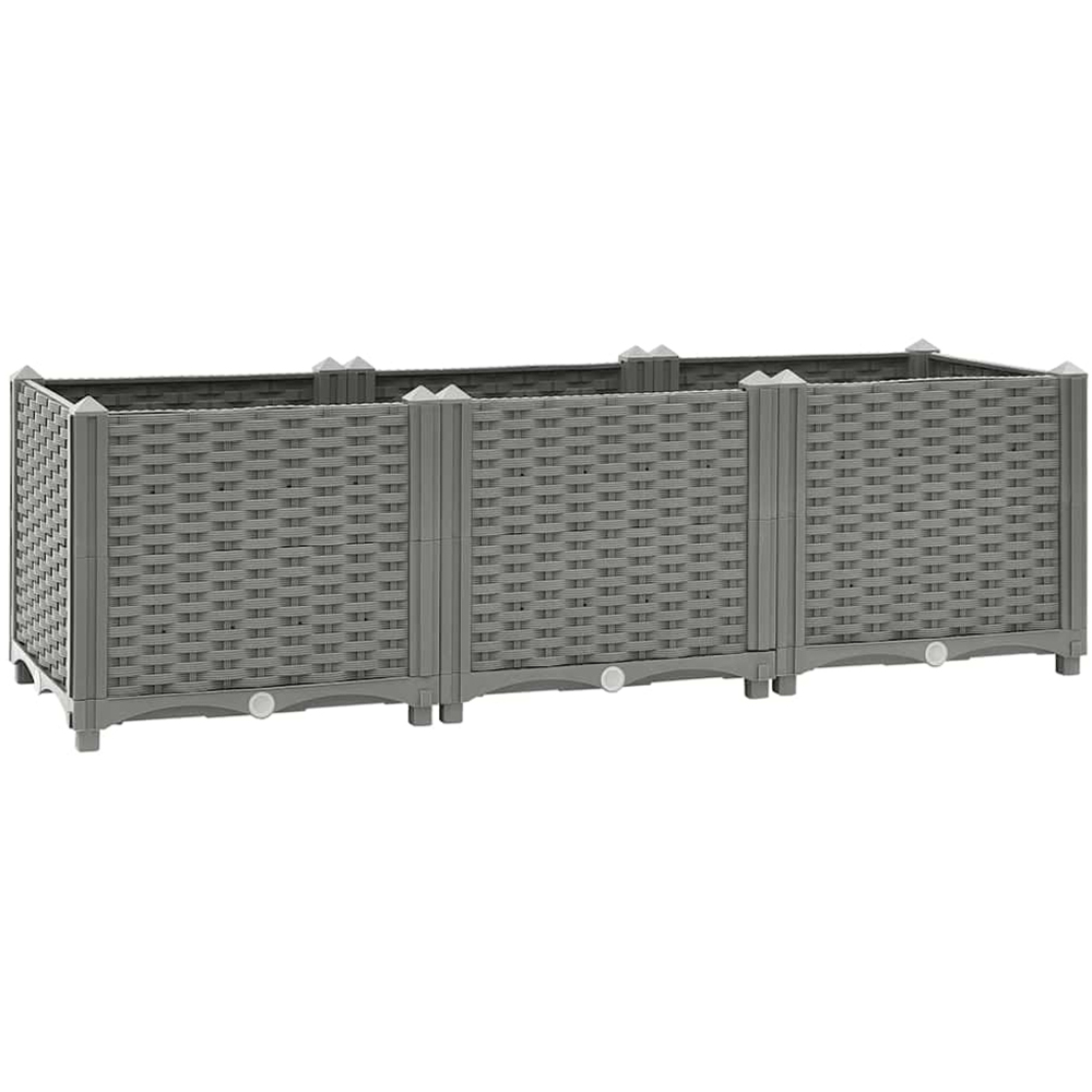vidaXL Light Grey Polypropylene Raised Garden Bed 38 x 40 x 120cm Image 1