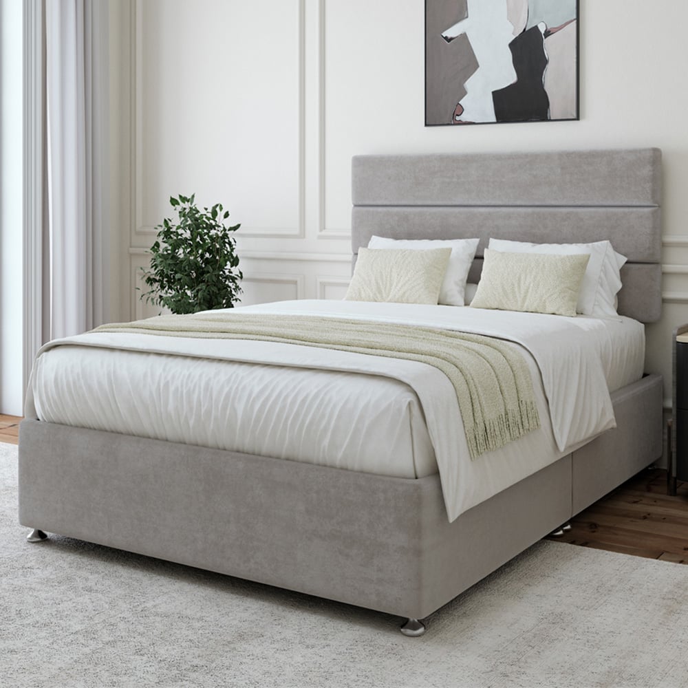 Bedmaster King Size Seal Grey Naples Velvet Divan Base Image 1