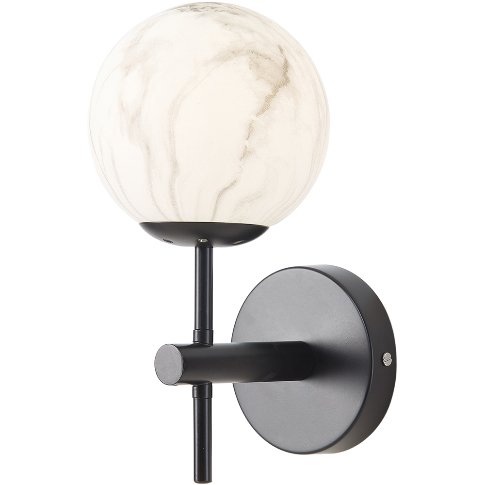 Living and Home E27 Screw Black Iron Marble Textured Glass Shade Wall Light 28cm Image 4
