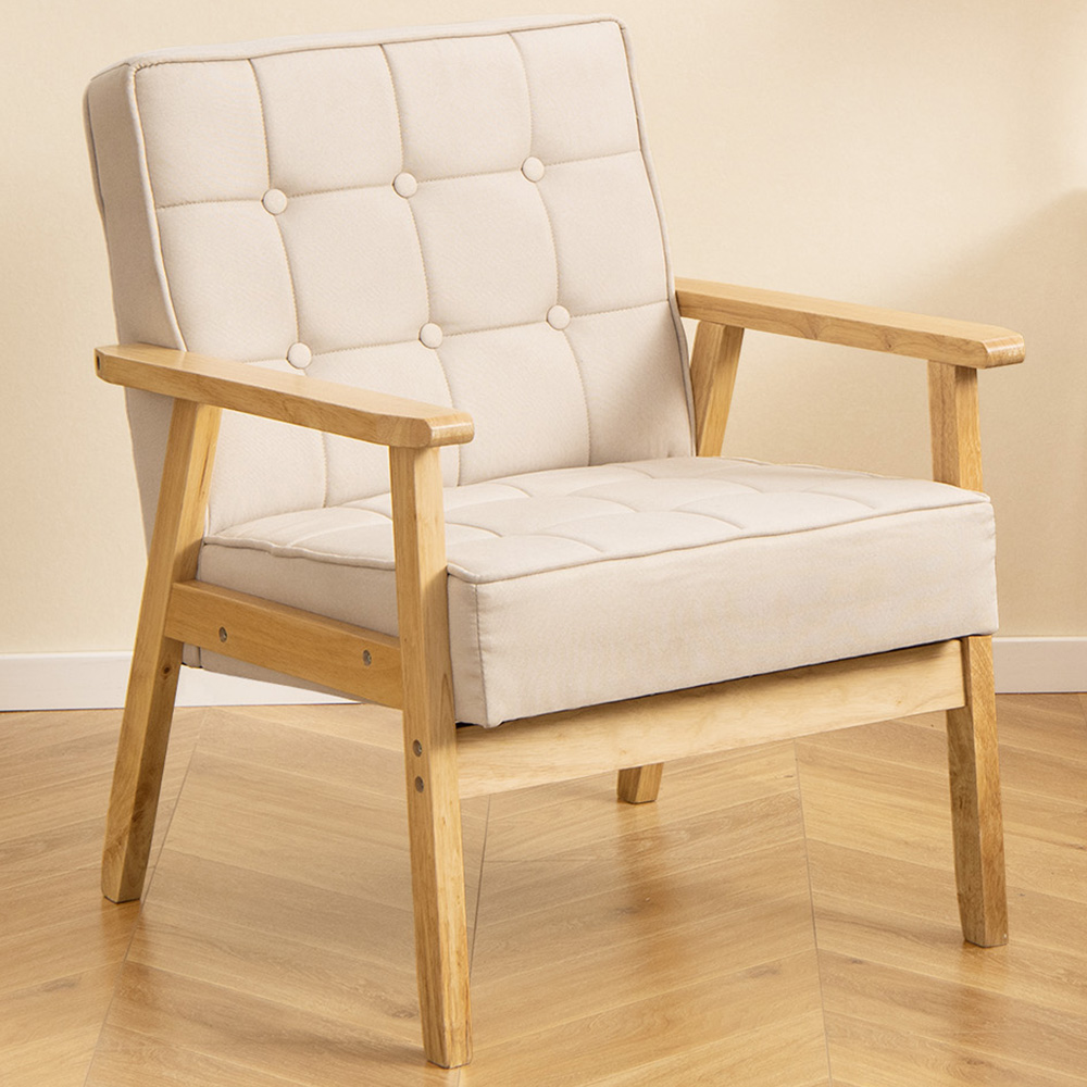 Costway Beige Modern Accent Chair Image 1