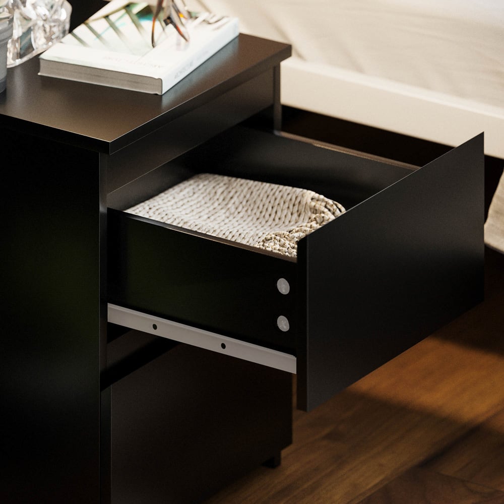 Vida Designs Denver 2 Drawer Black Bedside Table Image 4