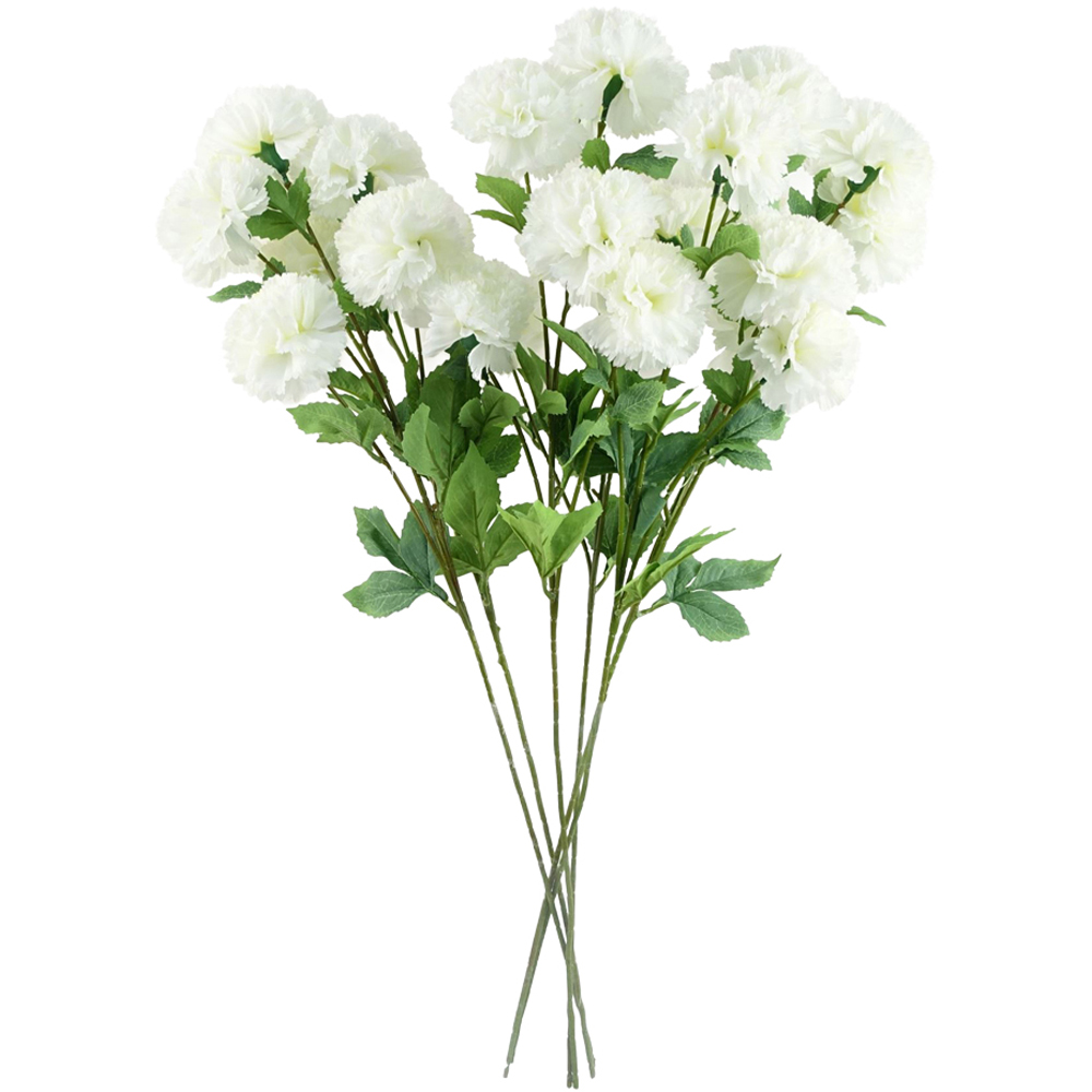 Leaf White Carnation Single Stem Artificial Flower 2.3ft 6 Pack Image 1
