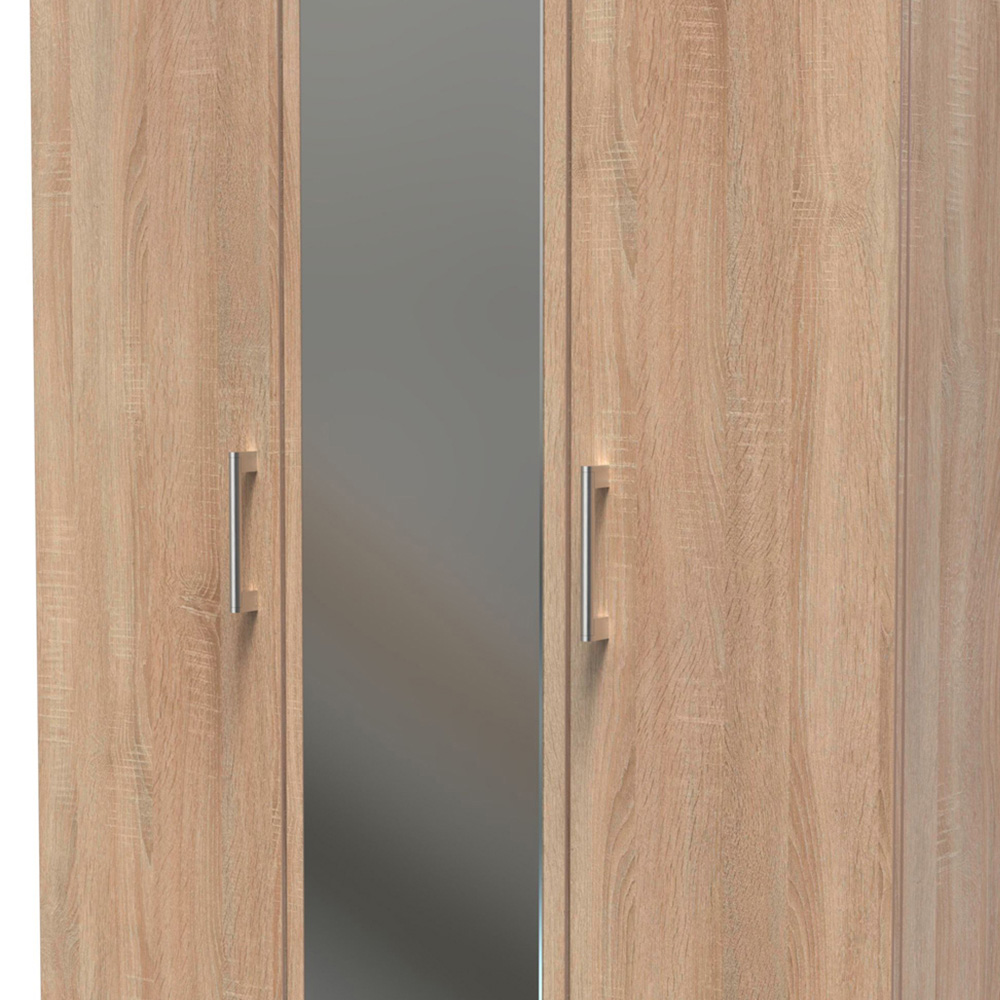 Crowndale Devon Ready Assembled 3 Door Bardolino Oak Mirror Wardrobe Image 7