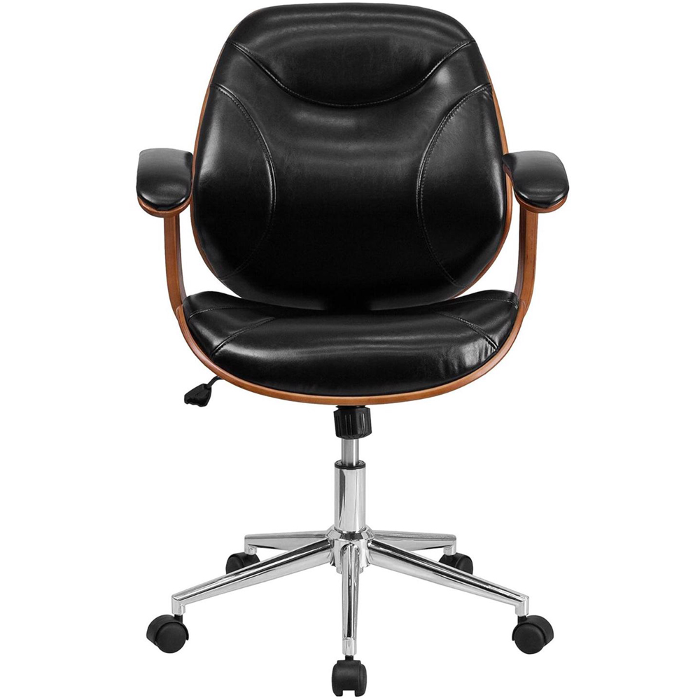FWStyle Black and Walnut Faux Leather Office Chair Image 5