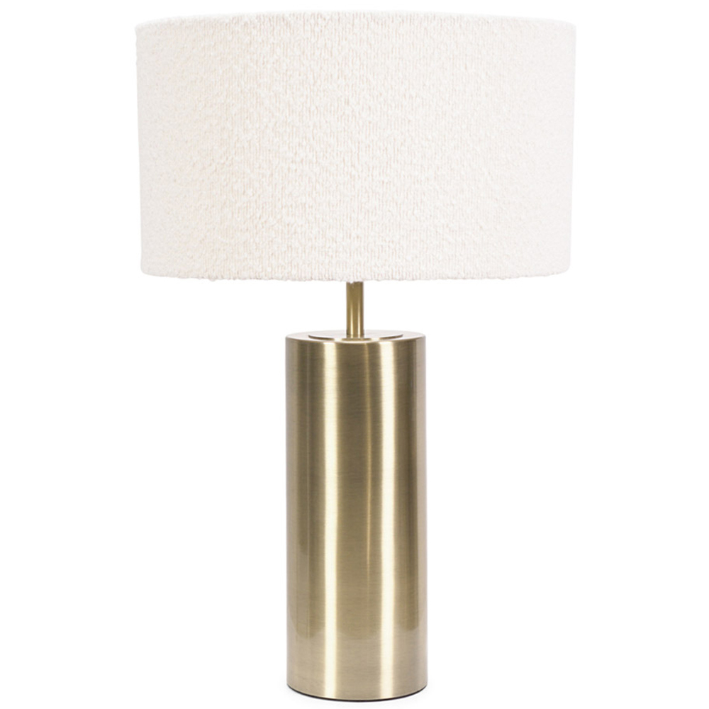 ValueLights Lexy Reni Cream Boucle and Antique Brass Shade Touch LED Table Lamp Image 1