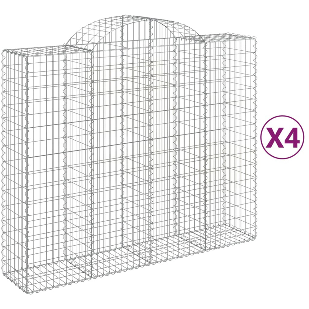 vidaXL Silver Galvanised Iron Arched Gabion Basket 160/180 x 50 x 200cm 4 Pack Image 2