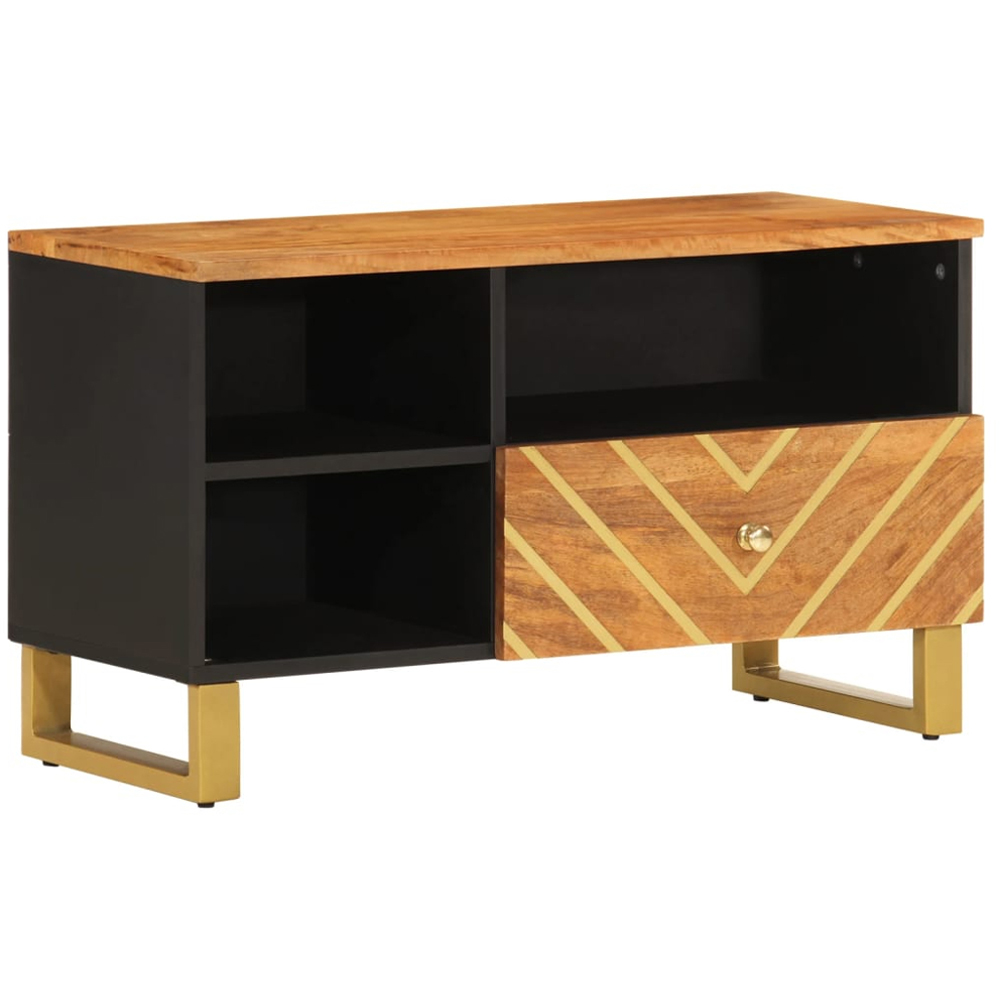 vidaXL Single Drawer 3 Open Shelf TV Cabinet with Metal Legs Image 2