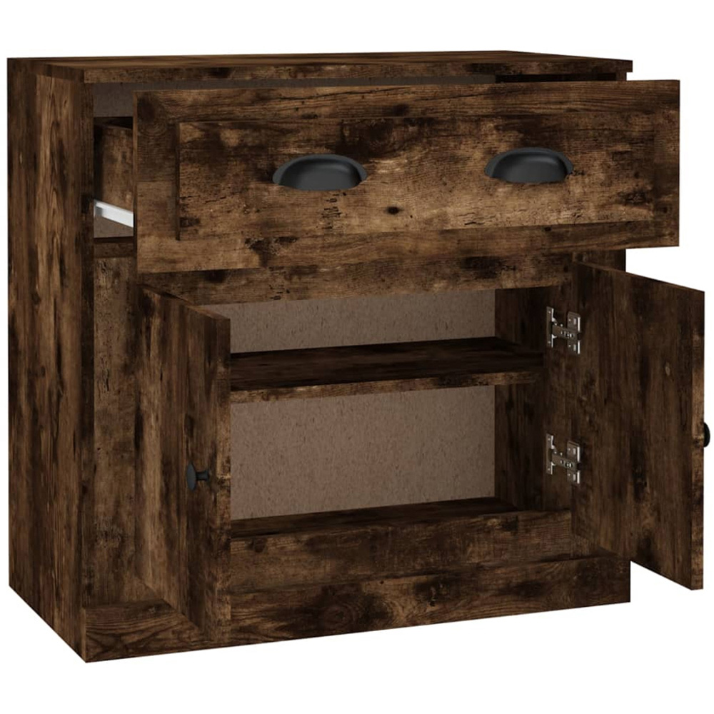 vidaXL 2 Door Single Drawer Smoked Oak Small Sideboard Image 8