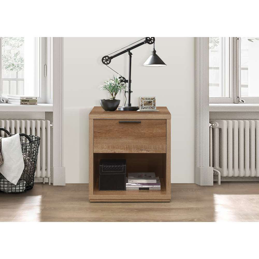 Stockwell Single Drawer Brown Bedside Table Image 7