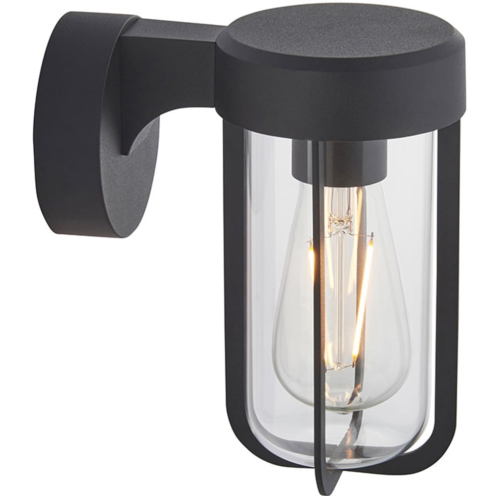 Merano Benevento Clear Glass Shade Matt Black Outdoor Wall Lamp Image 1