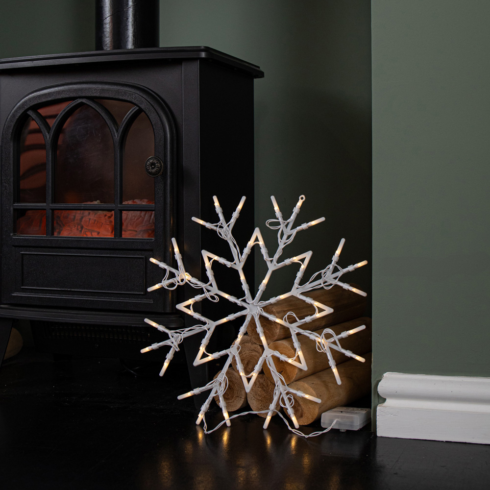 Samuel Alexander 50 Warm White LED Battery Operated Light-Up Snowflake Christmas Decoration 34cm Image 7
