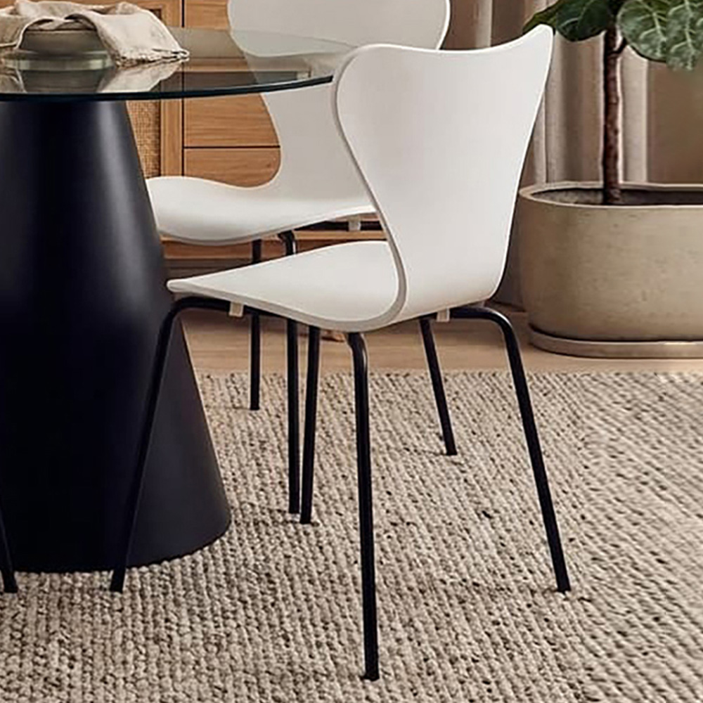 Premier Housewares Laila White Seat and Black Legs Dining Chair Image 1