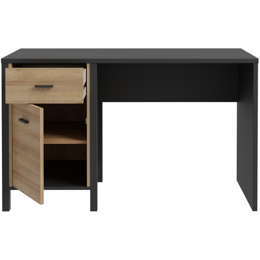 Florence High Rock Single Door Desk Matt Black and Riviera Oak Image 5