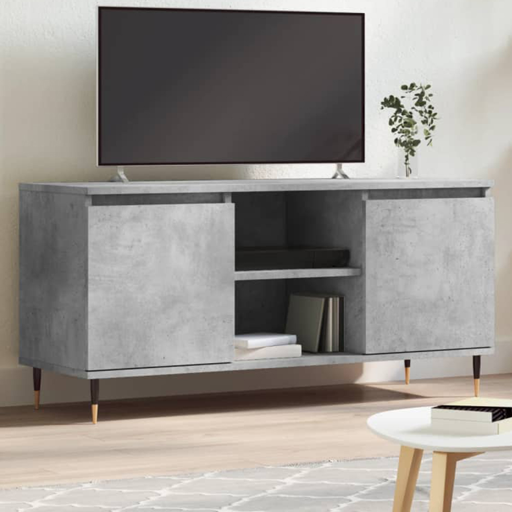 vidaXL 2 Door 2 Shelf Concrete Grey TV Cabinet Image 1