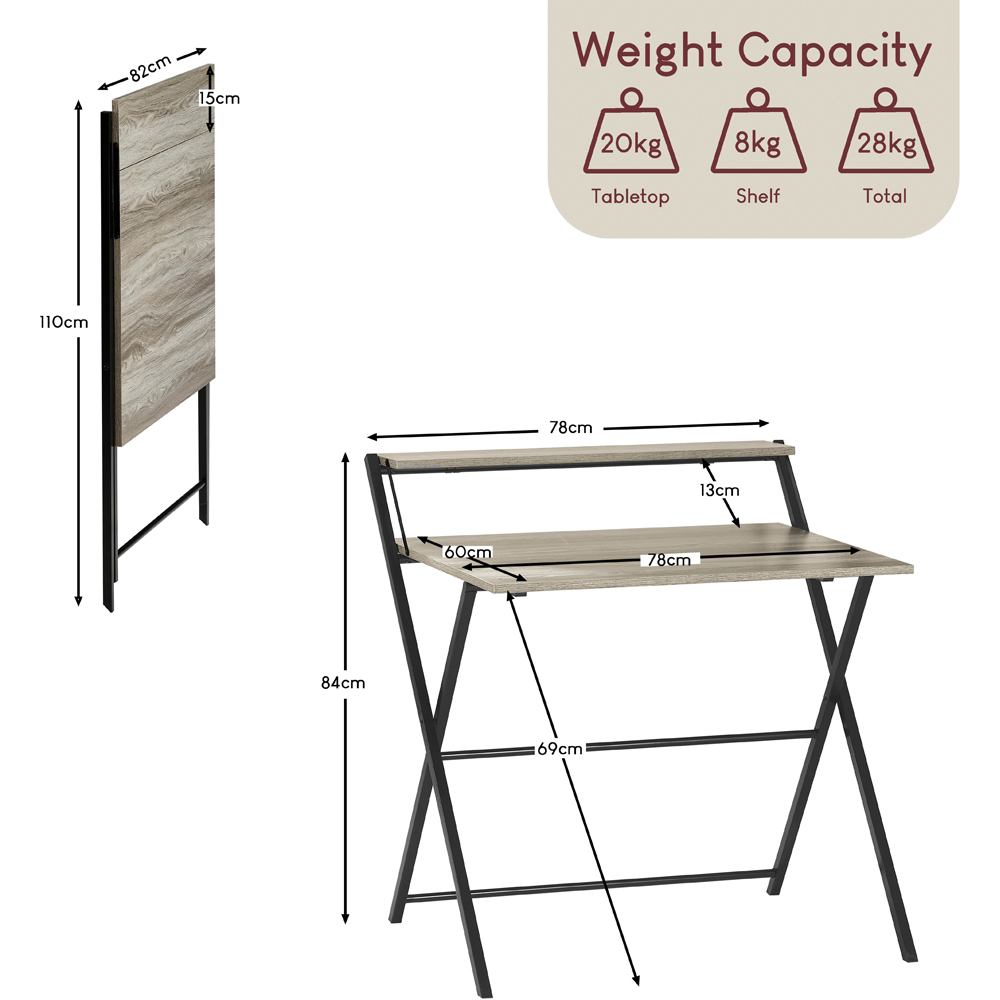 Vida Designs Brooklyn Grey Foldable Computer Desk Image 8