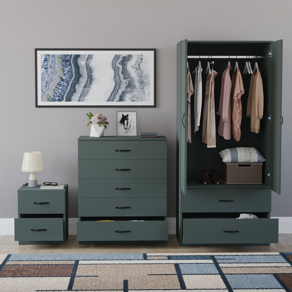 VIDA DESIGNS Riano Green 3 Piece Bedroom Furniture Set Image 3