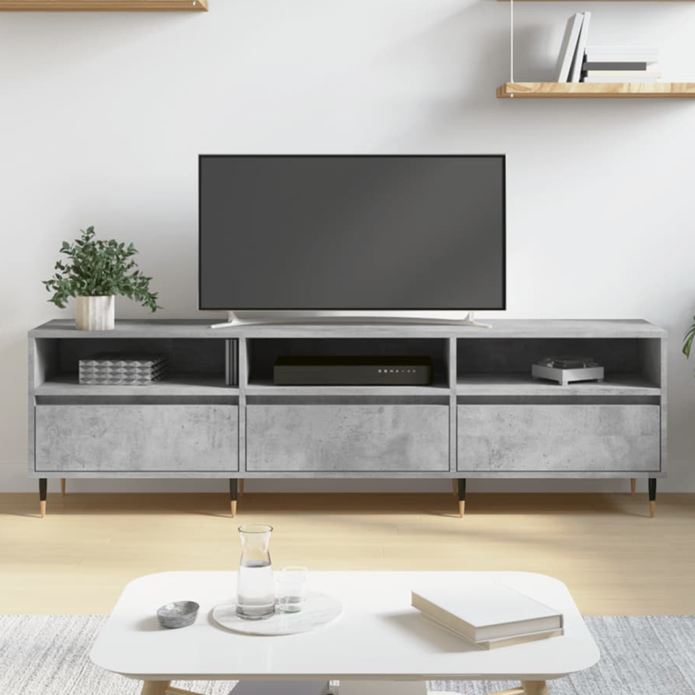 vidaXL 3 Door 3 Shelf Concrete Grey TV Cabinet Image 1
