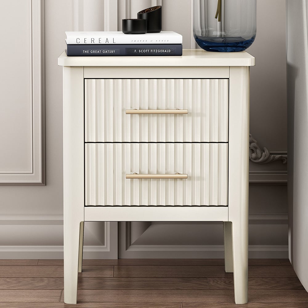 Palau 2 Drawer White Bedside Table Image 1