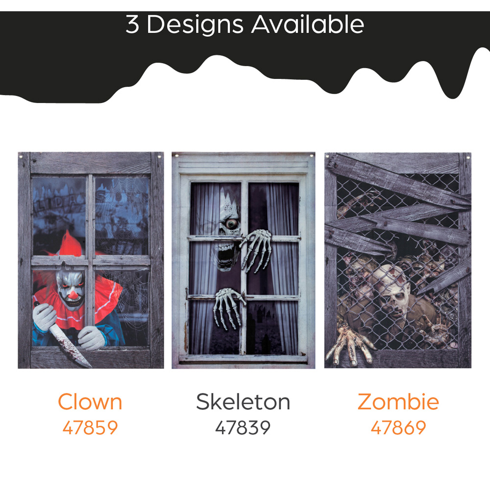 Benross Creepy Skeleton Halloween Window Backdrop 120cm Image 7