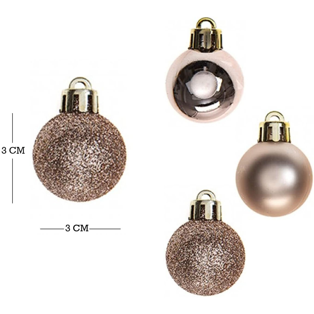 Shatchi 3cm Rose Gold Shatterproof Christmas Bauble 24 Pack Image 4