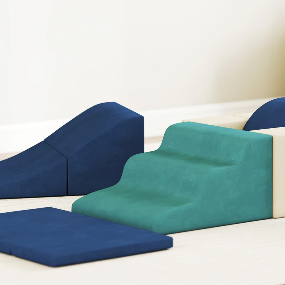 AIYAPLAY Dark Blue Kids Foam Climbing Blocks Soft Play Set 7 Piece Image 4