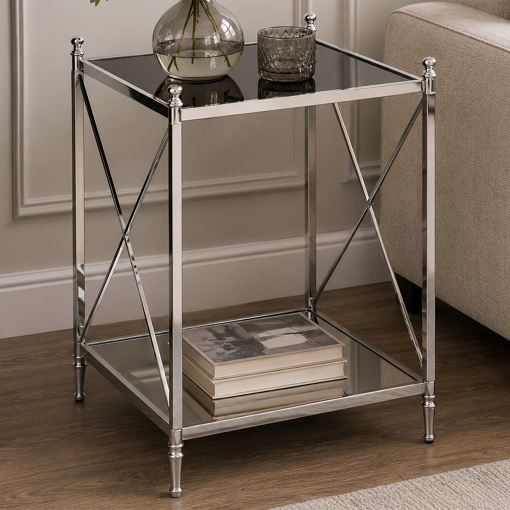 Premier Housewares Hoffmann Silver Square Side Table Image 1