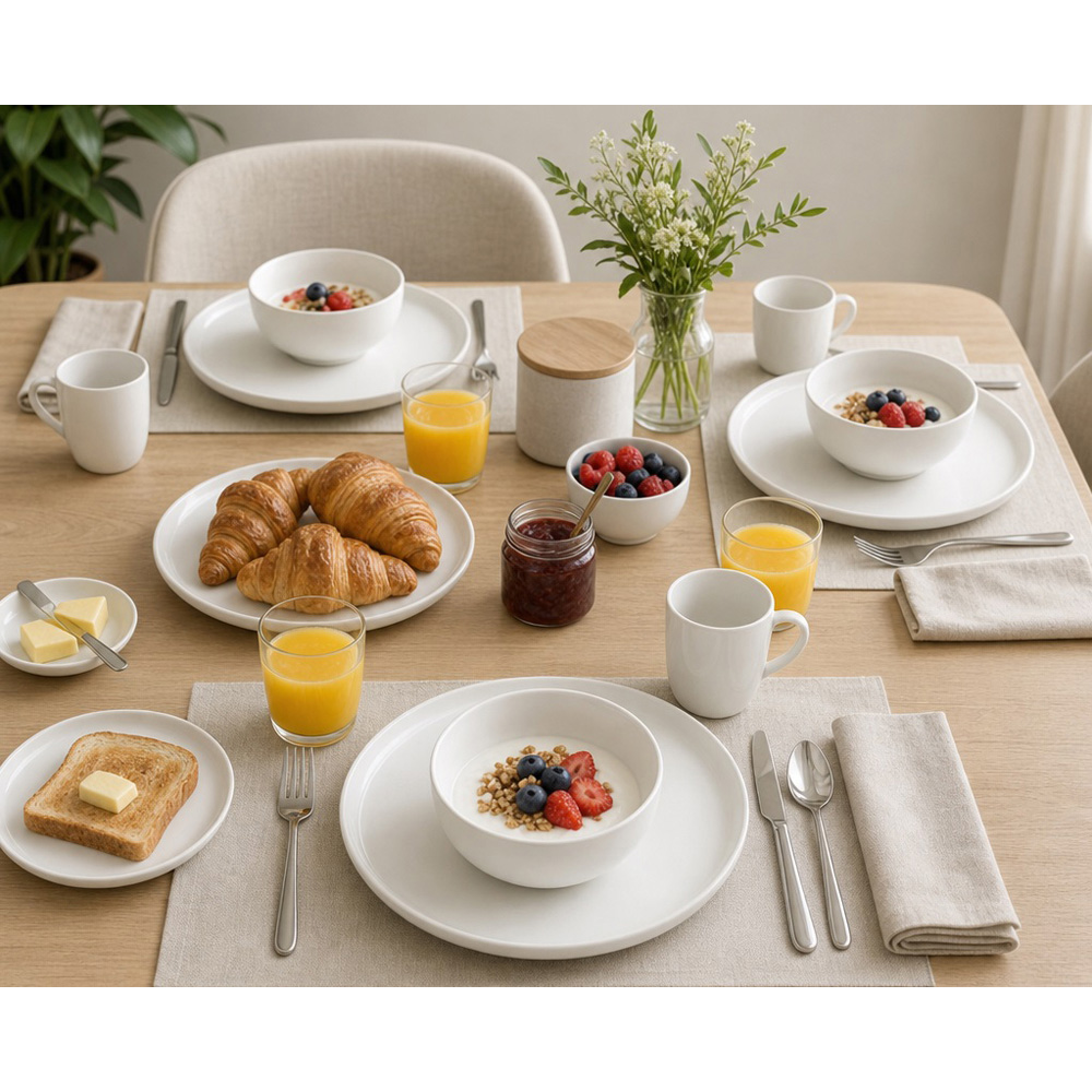 Waterside White Lipped 12 Piece Dinner Set Image 5