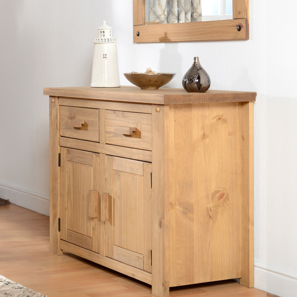 Seconique Tortilla 2 Door 2 Drawer Distressed Waxed Pine Sideboard Image 6