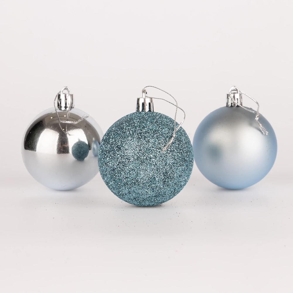 Shatchi 6cm Light Blue Shatterproof Christmas Baubles 6 Pack Image 3