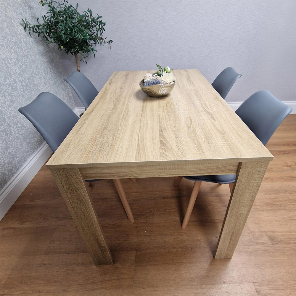 Kosy Koala 4 Seater Plastic and Faux Leather Dining Set Oak Effect and Grey Image 6