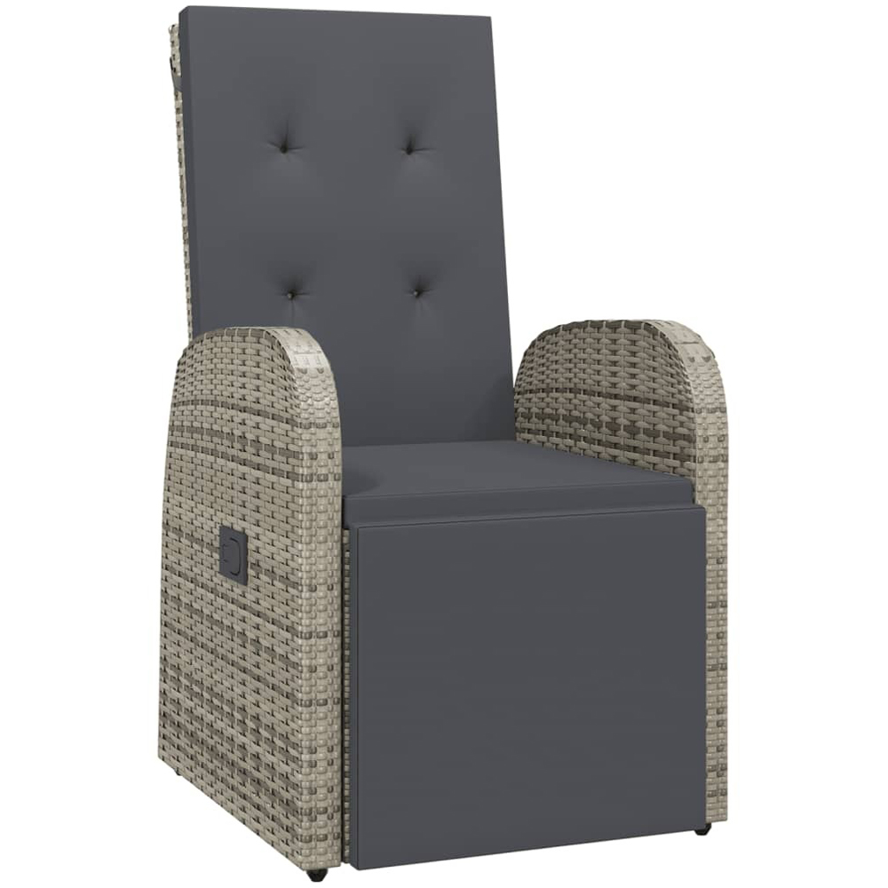 Walplus Grey Poly Rattan Reclining Garden Chair with Cushion Image 2