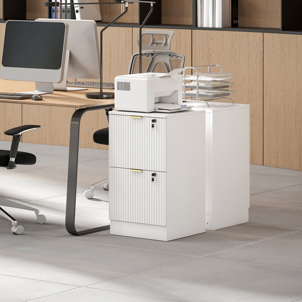 Portland 2 Drawer White Lockable Filing Cabinet with Keys Image 3