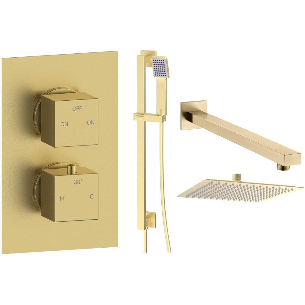 Bathstore Siesta Brushed Brass Thermostatic Shower Valve Kit Image 1