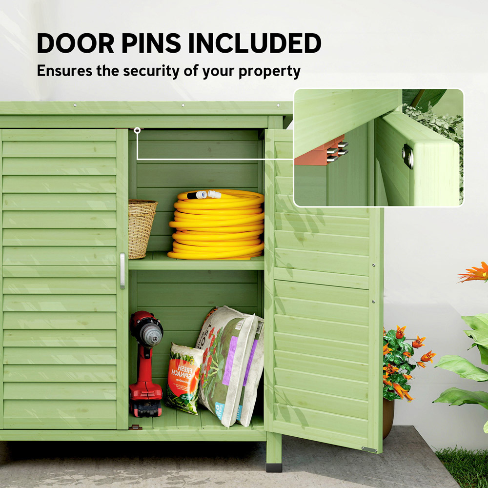 Outsunny 1.5 x 2.8ft Green Solid Wood Garden Storage Shed Image 6
