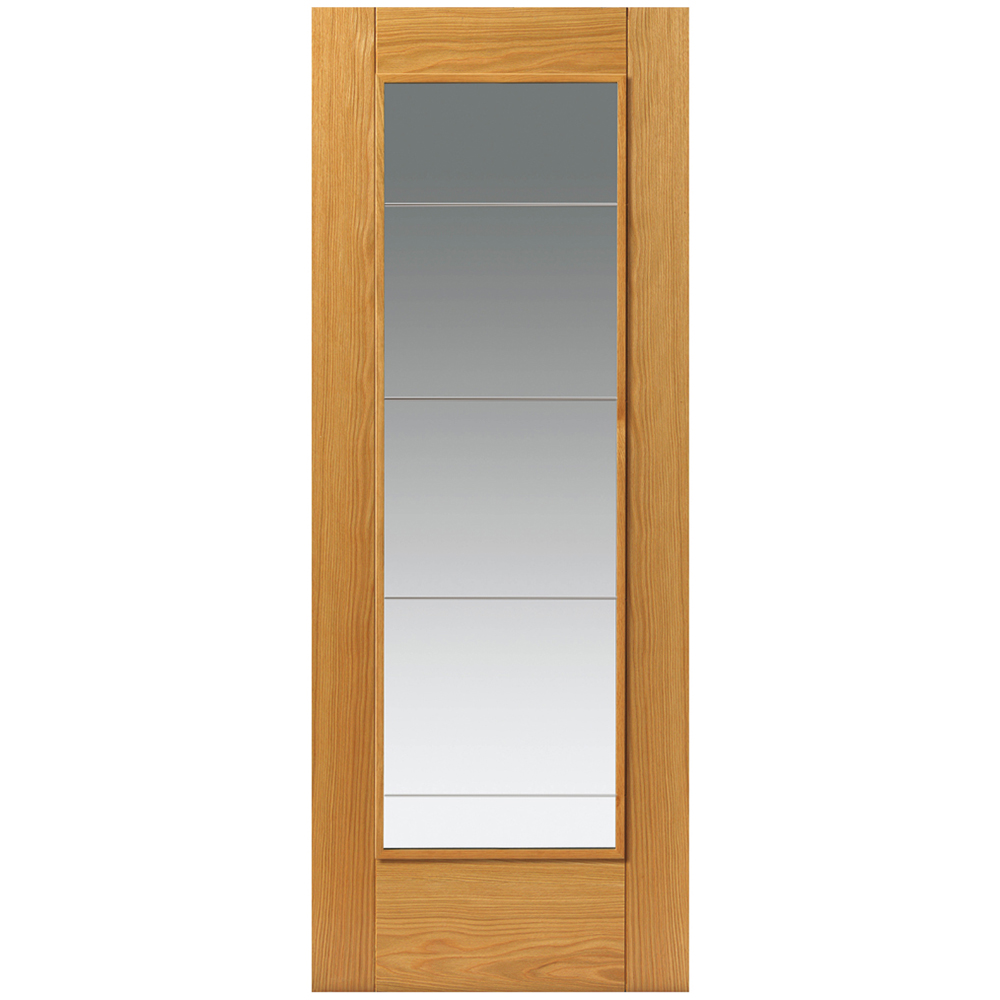 JB Kind Medina Contemporary Oak Glazed Veneered Internal Door 1981 x 626mm Image 1