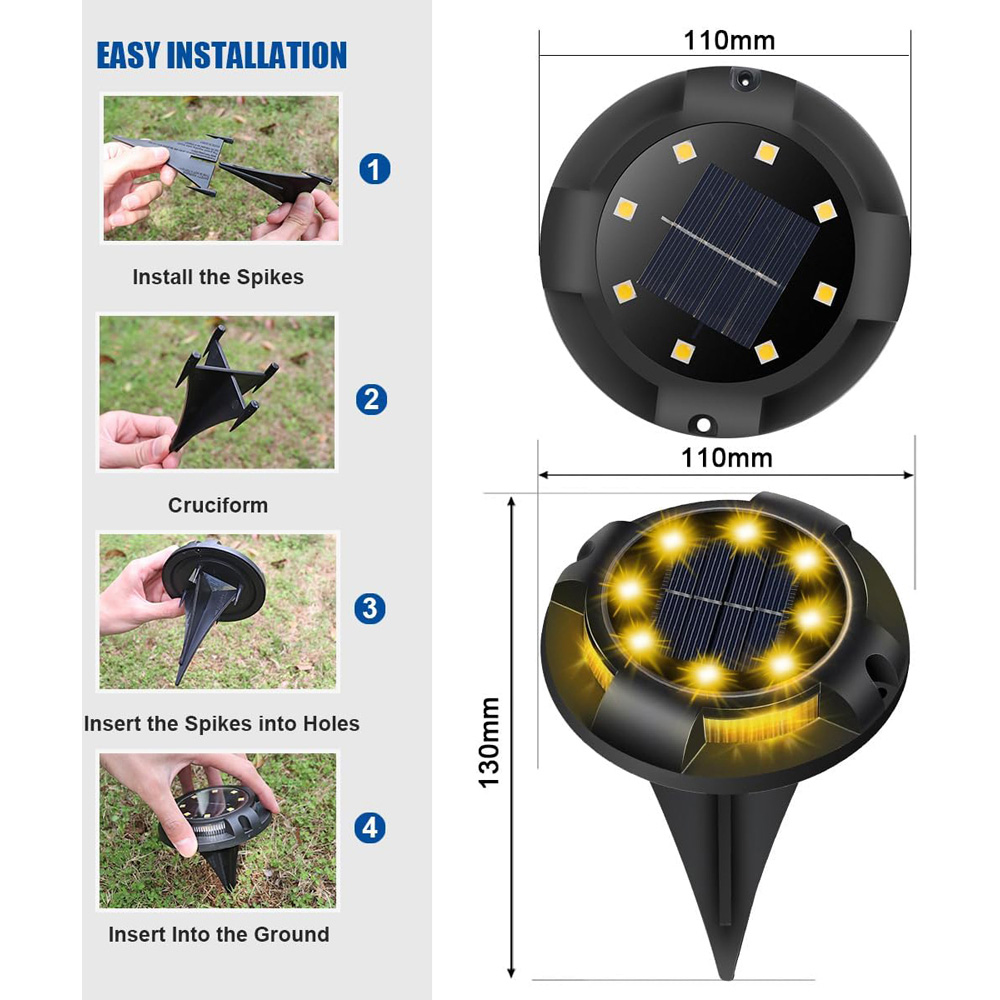 ExtraStar 4 Pack 3000K Solar Outdoor Garden Spotlight Image 6