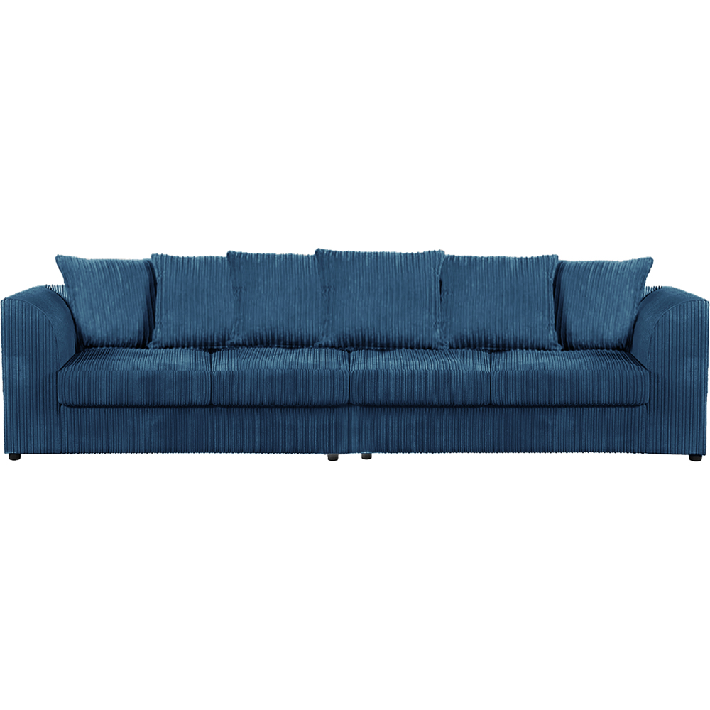 Luxor 4 Seater Marine Blue Jumbo Cord Scatter Back Sofa Image 2