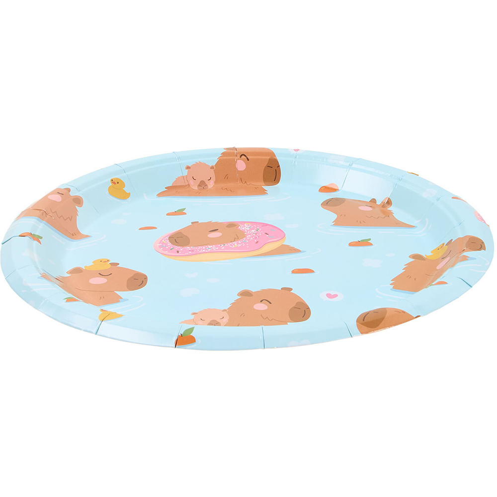 Pack of 10 Capybara Paper Plates Blue Image 3