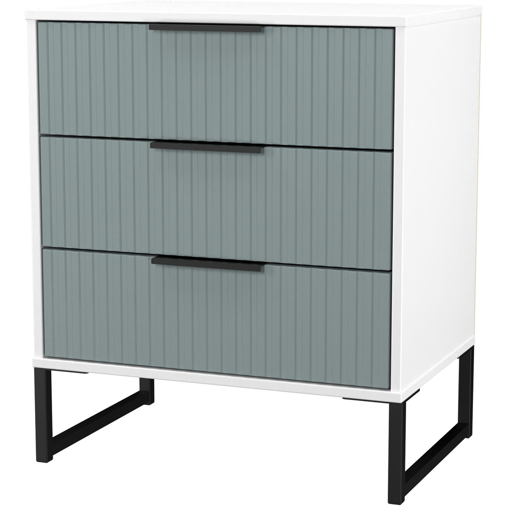 Crowndale Fluted 3 Drawer Duck and White Matt Midi Chest of Drawers Ready Assembled Image 4