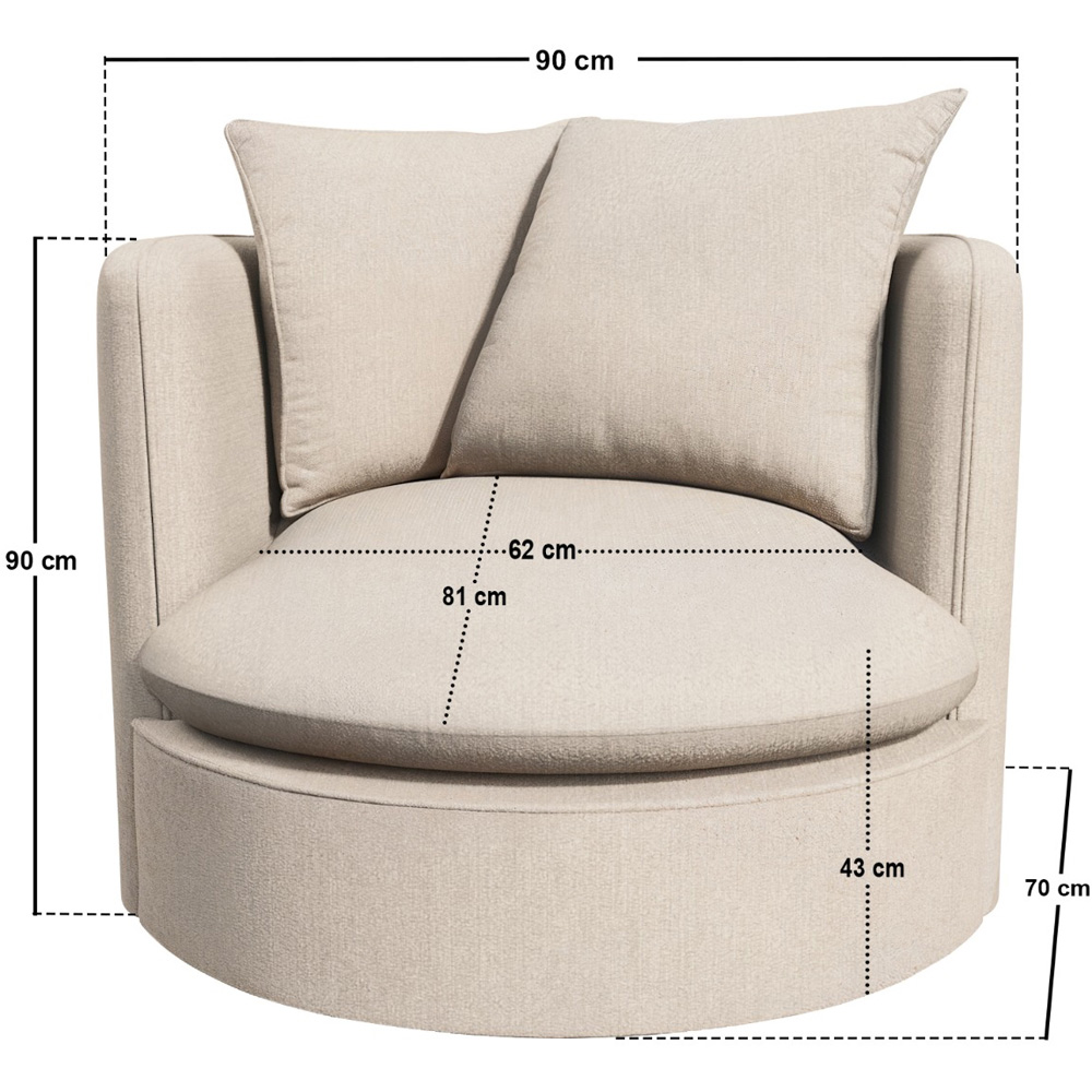 Solace+Co Maisie Beige Chenille Swivel Armchair Image 7