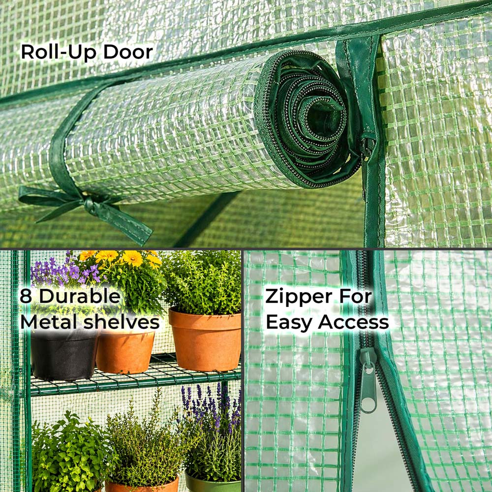 Neo 8 Shelf Green PVC 4.7 x 4.7ft Walk-In Greenhouse Image 6