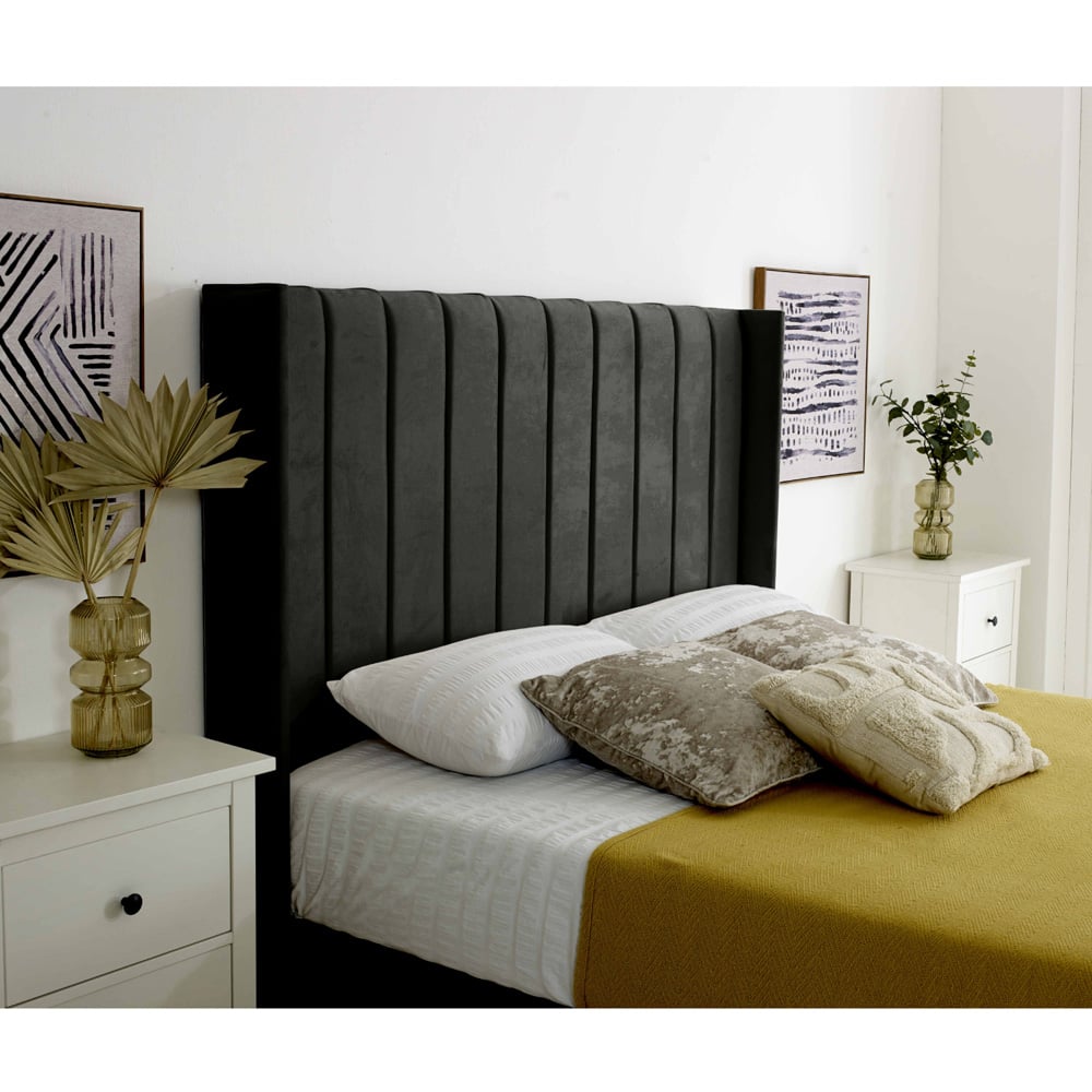 Eleganza Majestique Small Double Black Plush Velvet Bed Frame Image 2