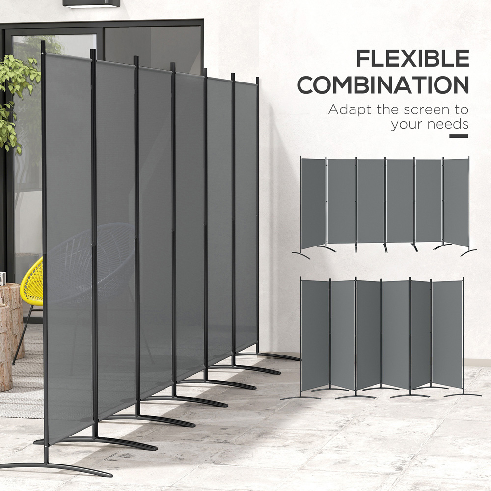 Outsunny 6 Panel Dark Grey Foldable Garden Privacy Screen Image 6