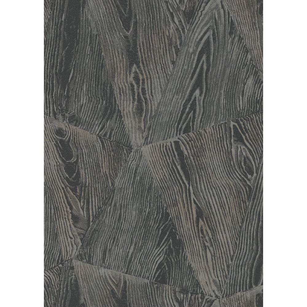 Erismann Sonata Wood Grain Charcoal Wallpaper Image 5