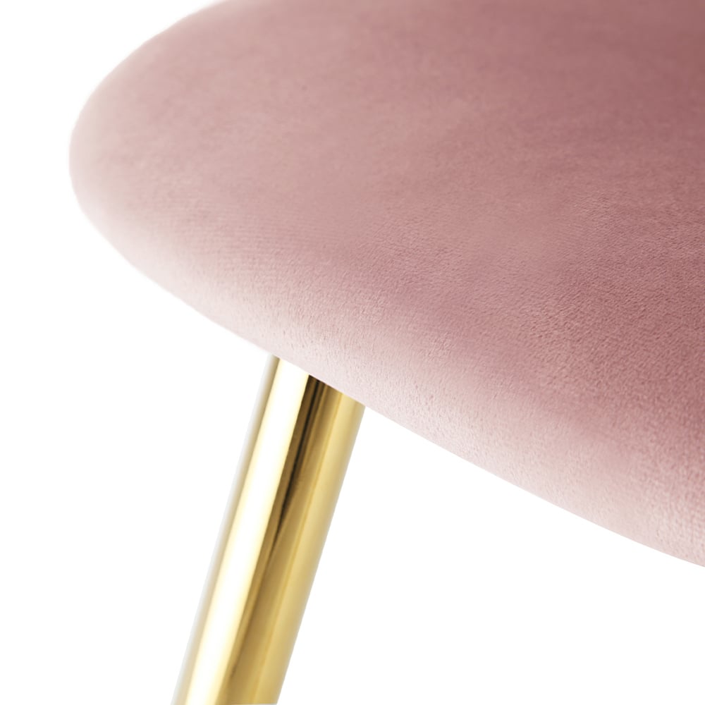 Home Garden Direct Mill Set of 2 Pink Velvet Dining Chairs with Golden Legs Image 5