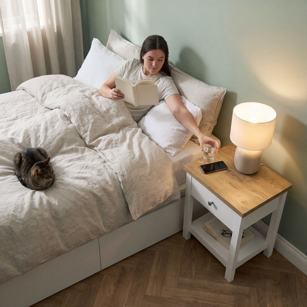 VIDA DESIGNS Arlington Single Drawer White Bedside Table Image 3