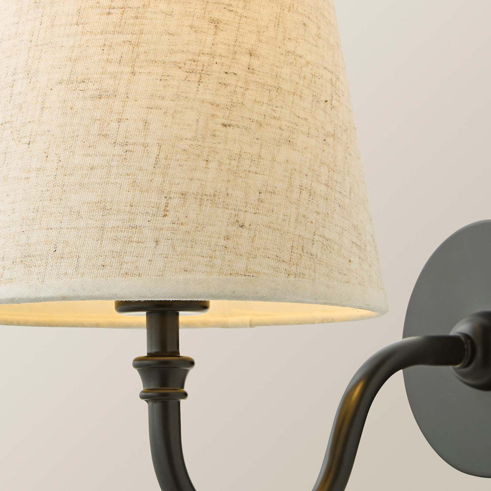 ValueLights Lowe Linen Taper Shade Portable Black Rechargeable Wall Light with Bulb Image 4